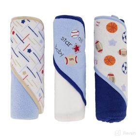 img 4 attached to 👶 Cudlie Buttons & Stitches All Star Baby Print 3 Pack Rolled/Carded Hooded Towels: Perfect for Baby Boys (GS71720)