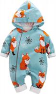 stylish fox design long-sleeve hooded jumpsuit for baby - baby zipper clothes логотип