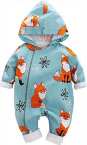 img 4 attached to Stylish Fox Design Long-Sleeve Hooded Jumpsuit for Baby - Baby Zipper Clothes