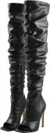 lishan женские высокие сапоги до бедра с квадратным открытым носком на шпильке выше колена со шнуровкой сбоку на молнии длинные сапоги логотип