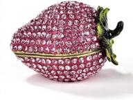 шкатулка для украшений kalifano pink strawberry с кристаллами и драгоценными камнями swarovski element - хранение, организация и демонстрация серег, ожерелий, колец ручной работы (коллекционное украшение) логотип