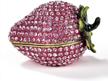 kalifano pink strawberry jewelry box with swarovski element crystals and gemstones - handmade storage, organization, and display for earrings, necklaces, rings (collectible ornament) logo