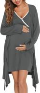 swomog 3-in-1 maternity robe & nightgown set for nursing and delivery with lace detailing logo