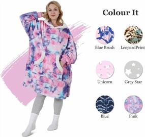 img 3 attached to Wearable Oversized Flannel Blanket Hoodie For Women With Deep Pockets - Warm Adult Hooded Blanket In Pink And Purple