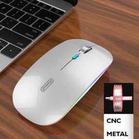 img 1 attached to Uiosmuph G12 Slim Rechargeable Wireless Silent LED Mouse - 2.4G Portable USB Optical Computer Mice With USB Receiver & Type C Adapter (Silver)