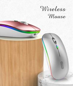 img 2 attached to Uiosmuph G12 Slim Rechargeable Wireless Silent LED Mouse - 2.4G Portable USB Optical Computer Mice With USB Receiver & Type C Adapter (Silver)