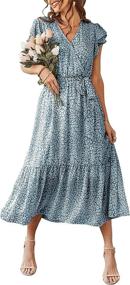 img 4 attached to Women'S Off-Shoulder Ruffle Party Maxi Dress With Side Split For Beach