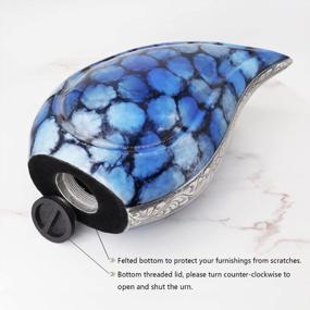 img 1 attached to Stylish Teardrop Cremation Urns, Ideal For Displaying & Burial - Engraved Aluminum Large Urns For Male & Female Ashes In Turquoise
