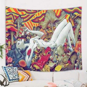 img 3 attached to Psychedelic Tapestry Wall Hanging - Abstract Naked Girl Lying On Trippy Mushroom Design For Bedroom, Living Room, Dorm Apartment Home Decor