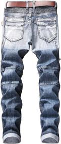 img 3 attached to Enrica Men'S Distressed Slim Fit Moto Biker Jeans