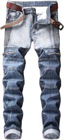 img 4 attached to Enrica Men'S Distressed Slim Fit Moto Biker Jeans