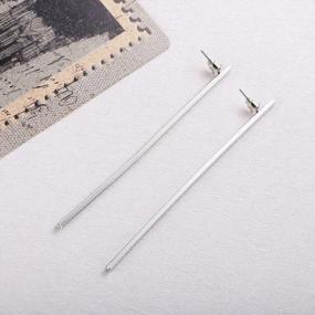 img 2 attached to Feximzl Silver Plated Minimalist Post Stud Earrings - 3.94 Inches Long Bar For Effortless Style
