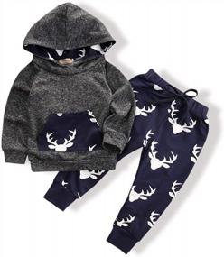 img 4 attached to Autumn Sweatsuit Set For Toddler Baby Boys: Long Sleeve Hoodie And Pants For Stylish And Comfortable Outfits