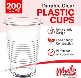 img 1 attached to 🥤 Whell's 100 Pack Disposable Plastic Cups - 9 Oz. Clear Tumblers for Parties, Events, and More - BPA Free Single Use Drinkware for Juice, Soda, Beer, Water - Versatile and Convenient