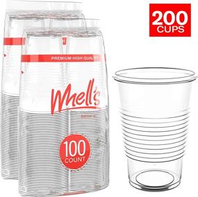 img 3 attached to 🥤 Whell's 100 Pack Disposable Plastic Cups - 9 Oz. Clear Tumblers for Parties, Events, and More - BPA Free Single Use Drinkware for Juice, Soda, Beer, Water - Versatile and Convenient