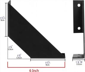 img 3 attached to Железные кронштейны для промышленных полок - набор из 2 плоских угловых и изогнутых черных плавающих полок - 6 дюймов