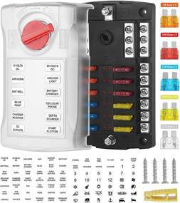 img 4 attached to 🚤 Jtron 12-Way Waterproof Boat Fuse Block with LED Warning Indicator - Damp-Proof Cover, Negative Bus Fuse Box Holder for Car Marine RV Truck DC 12-32V - Includes Fuses 5A 10A 15A 20A 25A