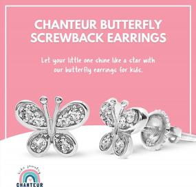 img 3 attached to Sparkling Butterfly Hypoallergenic Earrings For Girls In White Gold Tone With Colored Crystals
