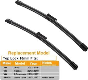 img 3 attached to 🧼 High-Quality Replacement Wiper Blades for VW Passat 2012-2018 Jetta 2011-2019 - 24"/19" Set of 2