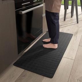img 4 attached to 17”X47” Black Kitchen Mat - Comfort Padded Anti Fatigue Floor Mats, Waterproof Sink Runner Rug For Standing.