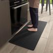 17”x47” black kitchen mat - comfort padded anti fatigue floor mats, waterproof sink runner rug for standing. logo