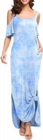 img 2 attached to Maximize Your Style: GRECERELLE Women'S Strapless Maxi Dress With Split, Cold Shoulder, Short Sleeve, And Convenient Pocket - Perfect For Casual Summer Attire