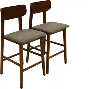 img 1 attached to Обновите свое обеденное пространство с помощью стульев Zenvida Mid Century с высотой стойки - набор из 2 элегантных мягких боковых стульев