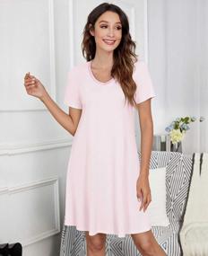 img 1 attached to QUALFORT Women'S Bamboo Nightgown - Short Sleeve Nightdress Soft Nightgowns V-Neck Sleepwear