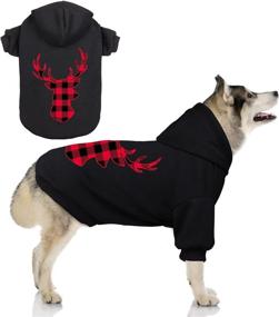 img 4 attached to Pet Clothes Dog Hoodie Sweater: Black Buffalo Plaid Warm and Soft Breathable Cozy Attire