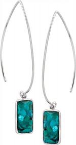 img 3 attached to Stunning Turquoise Oasis: Sterling Silver Drop Earrings By Silpada