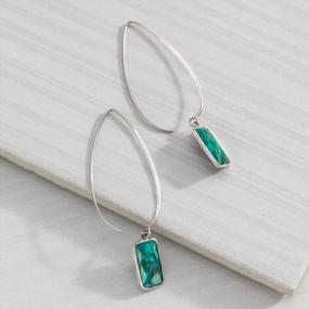 img 1 attached to Stunning Turquoise Oasis: Sterling Silver Drop Earrings By Silpada