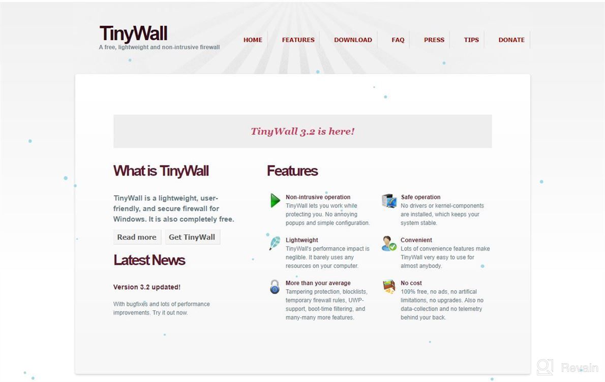 img 1 attached to TinyWall review by Dave Hock
