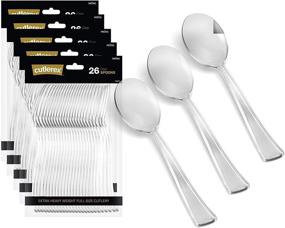 img 4 attached to 🥄 130 Clear Plastic Spoons - Heavy Duty Silverware Pack for Elegant Disposable Dining Experiences