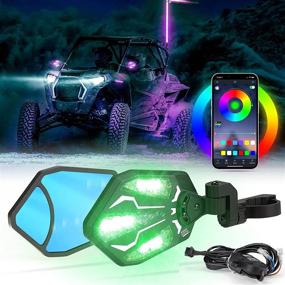 img 4 attached to 🔍 Enhance Your UTV Experience with Kemimoto's RGB Mirror: UTV Lighted Side Mirrors for Can-Am Maverick X3, Polaris RZR, Pioneer & More!