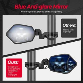 img 2 attached to 🔍 Enhance Your UTV Experience with Kemimoto's RGB Mirror: UTV Lighted Side Mirrors for Can-Am Maverick X3, Polaris RZR, Pioneer & More!