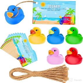 img 4 attached to 🦆 60 PCS You've Been Ducked Cards: Fun Rubber Duck Toys with String & Tags, Perfect for Car Decor, Parties, and Games - Assorted Colors, Summer Style