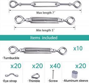 img 3 attached to Muzata 10Set 1/8" Cable Railing Kit Hardware Heavy Duty Turnbuckle M5 Eye To Eye For Wood Post Wire Rope Stainless Steel Angle Adjustable WoodLoft System Deck Stair 10 Cable Lines CK01,CA4 CA5
