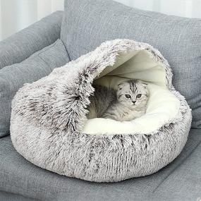 img 3 attached to 🐱 Cozy Cat Cave, Marshmallow Cat Bed, Stress-Relieving Calming Bed for Cats, Small Donut Bed for Fluffy Indoor Cats - Washable