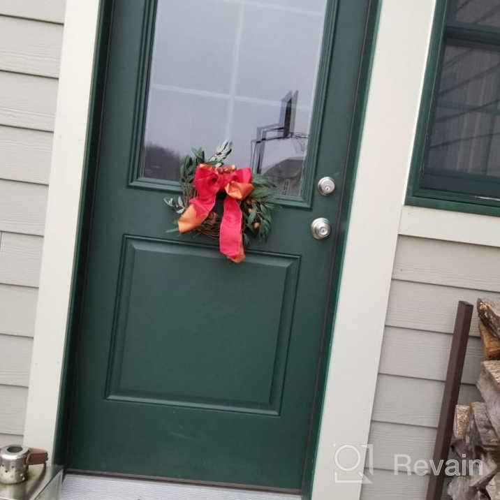 img 1 attached to Rustic Country Style Artificial Lambs Ear, Boxwood And Twig Wreath - Full Green Year Round Wreath For Indoor Or Outdoor Use - 14-Inch Size From CVHOMEDECO review by Meghan Brown