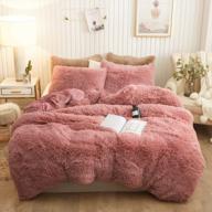 побалуйте себя роскошью с xege plush shaggy crystal velvet velvet пододеяльником - queen size old pink с искусственным меховым одеялом и наволочками! логотип