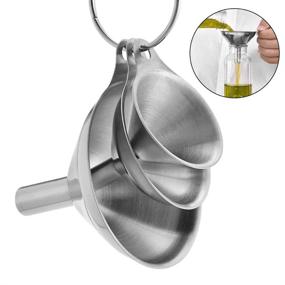 img 4 attached to Efficient Metal Kitchen Funnel Set For Easy Transfer Of Liquids, Spices, And Dry Ingredients In Bottles - Dishwasher Safe