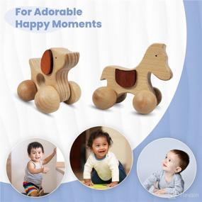 img 1 attached to 🐇 TEKOR Wooden Animal Push Toy with Wheels for Baby, Toddler: Enhance Grasping, Teething & Motor Skills - Montessori Wood Animal Car Set with Safe & Smooth Design (Pack of 2)