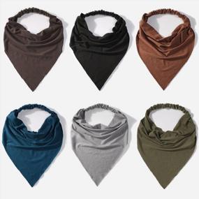 img 4 attached to 6 Pack Hair Scarf Headbands For Women - Elastic Boho Triangle Bandana Non Slip Solid Color Hair Scarves With Clips For Teen Girls