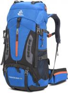 водонепроницаемый легкий походный рюкзак объемом 60 л с дождевиком - идеально подходит для занятий спортом на открытом воздухе, скалолазания, кемпинга и туризма (светло-синий) логотип