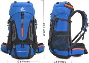 img 3 attached to 60L Waterproof Lightweight Hiking Backpack W/ Rain Cover - Perfect For Outdoor Sports, Climbing, Camping & Touring (Light Blue)