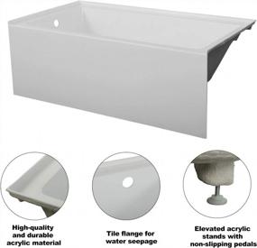 img 1 attached to Акриловая ванна-альков 60 x 30 дюймов с плиточным фланцем, нижним кронштейном и левым сливом белого цвета