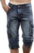 men's cargo denim biker shorts with zipper details from idopy logo