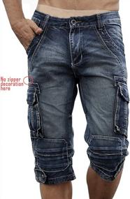 img 3 attached to Men'S Cargo Denim Biker Shorts With Zipper Details From Idopy