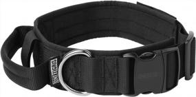 img 4 attached to Adjustable Military Tactical Dog Collar With Heavy-Duty Buckle And Handle For Training - Durable And Tough For Medium Breeds (Black)