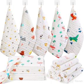 img 4 attached to 👶 Soft and Absorbent 10 Pack Muslin Baby Burp Cloths – Ideal for Newborns & Baby Showers with 10 Stylish Designs